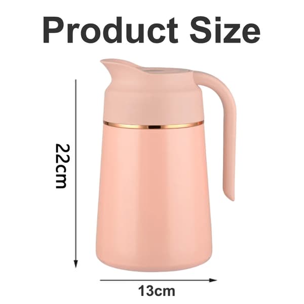 1,3L Termokande i Rustfrit Stål Dobbeltvægget Vakuumisoleret Kaffebeholder 22 x 13 cm, (Pink)