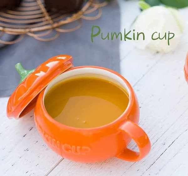 Halloween Keramisk Pumpamugg, Söt Pumpakopp, Keramisk Kaffemugg, 350 ml Tekopp med Lock (kopp)