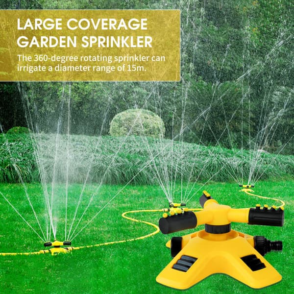 360° roterande sprinkler med trippelmunstycke för gräsmatta och trädgård