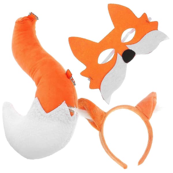 1 set cosplay-set med rävmask, öron och svans, Halloween-rävdräkt, maskeradaccessoarer