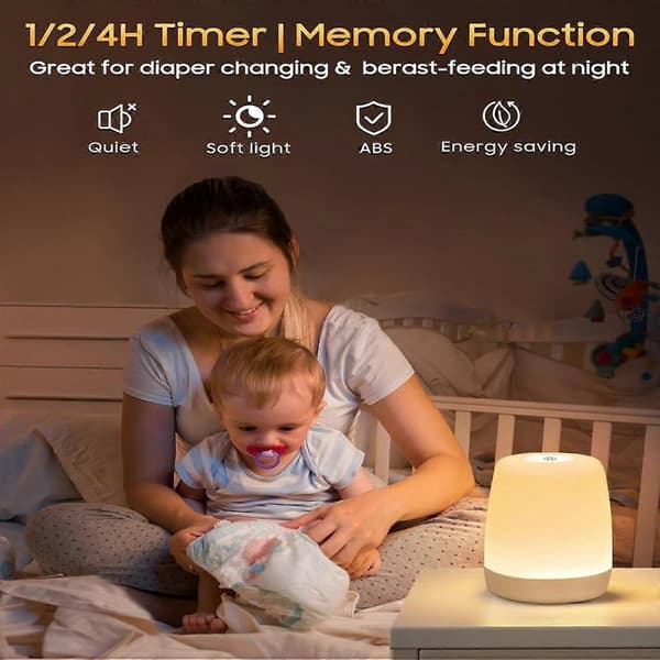 Baby Touch Night Light Bedside Lamp Dimmable Nightlight, LED Children with Timer & RGB Change & Memory, USB Rechargeable