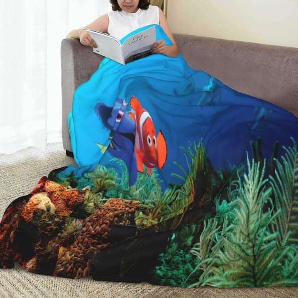 Finding Nemo Teppe Seng Rom Dekor Flanelltepper For Seng Sofa 125x100 cm Black 50" x 40"