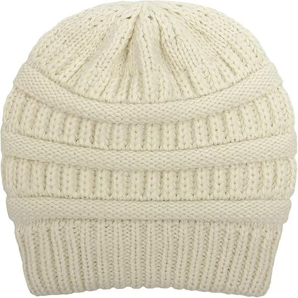 Varm stickad vintermössa med satin-foder, kabelstickad beanie, tjock slouchy skull cap för damer