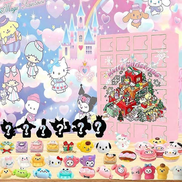 Julkalender med överraskningslåda 2026, 24 dagars nedräkning presentförpackning Halloween Sanrio
