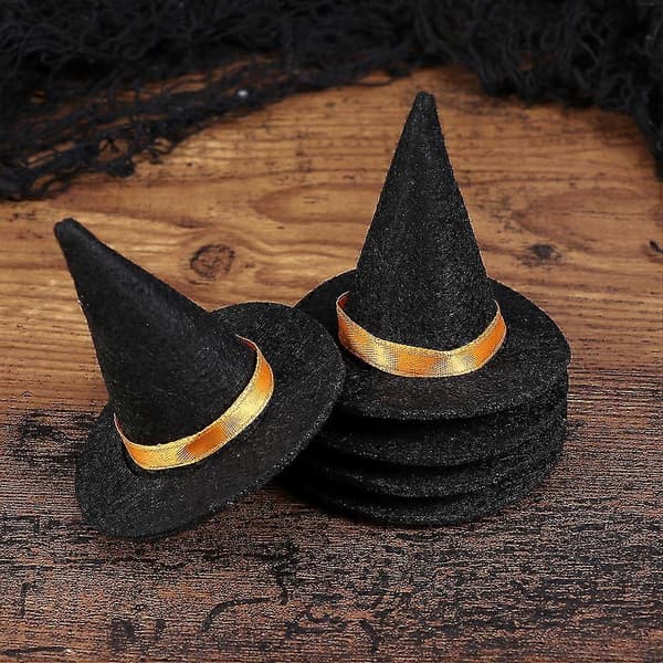 12 st Halloween mini-häxhattar för vinflaskor, festdekoration, Halloween-tillbehör