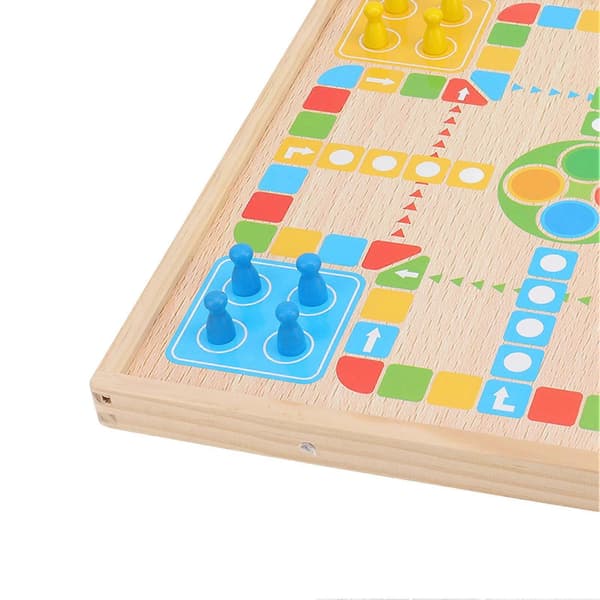 2 i 1 Flyvende Skak Træbræt Legetøj 35,2x35,2x2,7cm til Børn