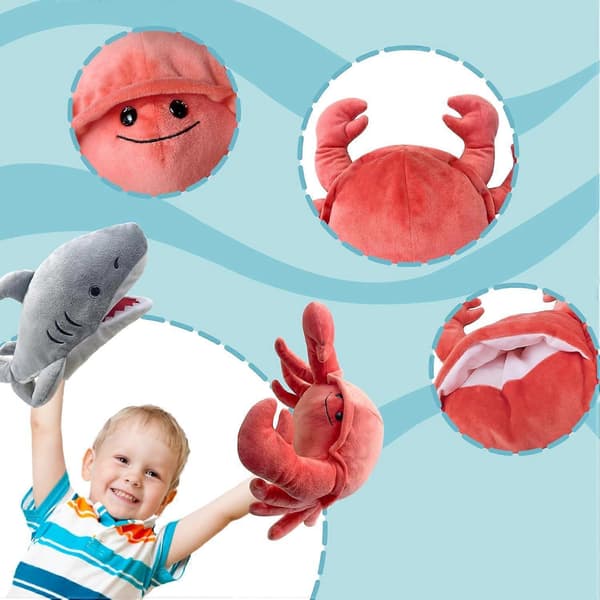 Handdocka krabbdocka, 33 cm krabbsimulering plyschdocka fylld krabbleksak, krabbhanddocka med rörlig mun docka rollspel undervisning