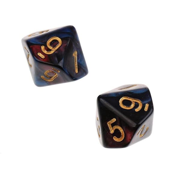 10 stk 10-sidige terninger D10 polyedriske terninger for Dungeons and Dragons brettspill rød blå