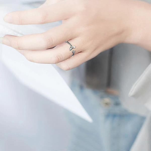 925 Sterlingsilver Solid Ring Utsökt Valstjärtsring Slät Bandring Justerbar