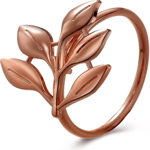Servietringe med blade til efterårsfest, servietringe til jule- og Thanksgiving-fester - q37 Rose gold