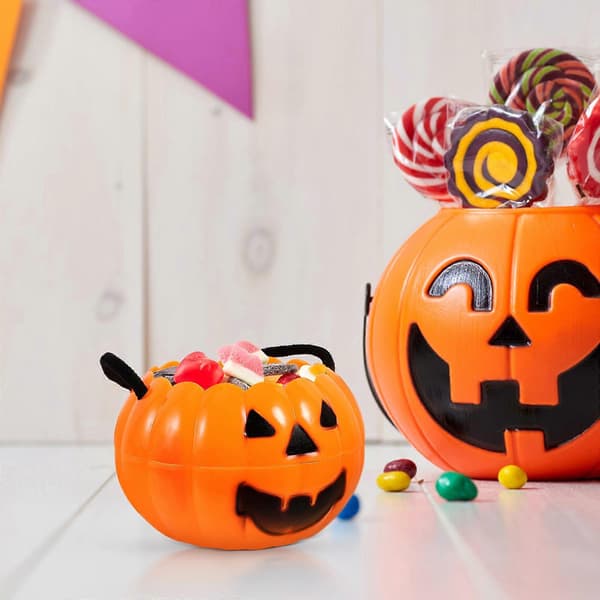 Bärbara pumpahinkar för godisförvaring för barn Halloween 16 st