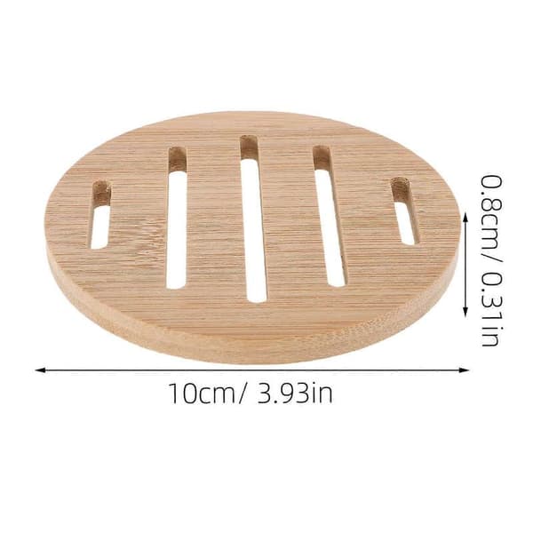 Bambus Brikker Rundt Sett for Varme Retter med 2 stk Isolasjonsputer Khaki 10.00X10.00X0.80CM