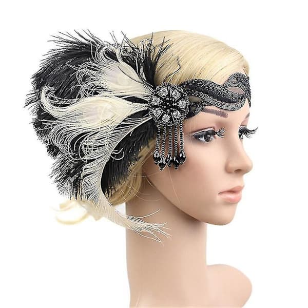 1920-talls hodeplagg fjær flapper pannebånd hodeplagg vintage