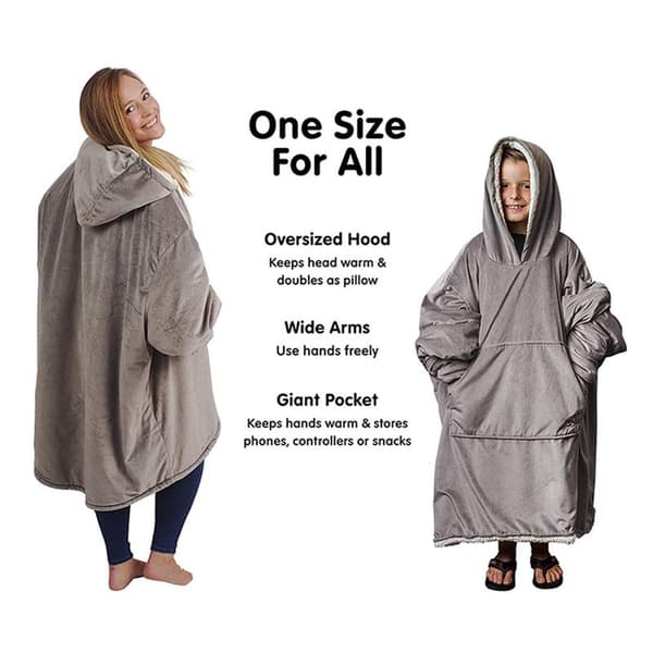 Oversize Hoodie-tæppe i superblød fleece - grå