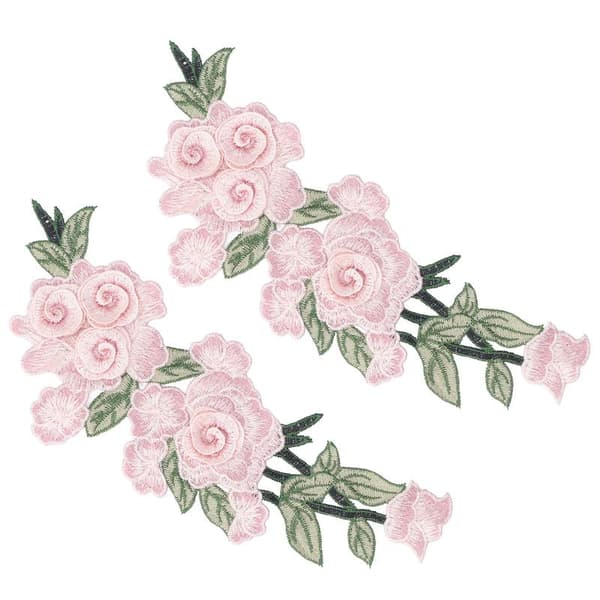 Rosa blomst brodert bomullslapp Unike DIY-klesstilbehør for vester og hatter