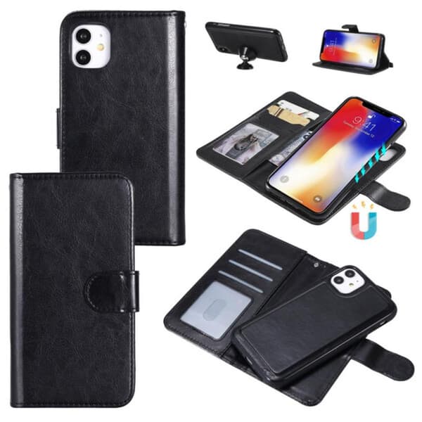 iPhone 13 2-i-1 Magnetisk Pung Etui Sort sort black