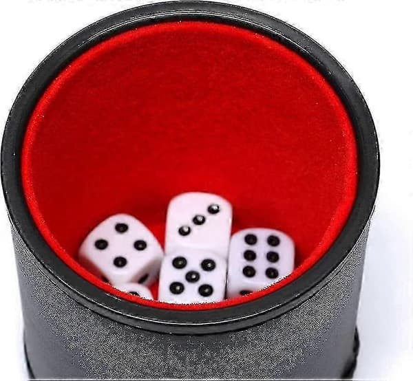 Terningkopp i kunstskinn med fløyelsinteriør, lydløs, for Liars Dice brettspill