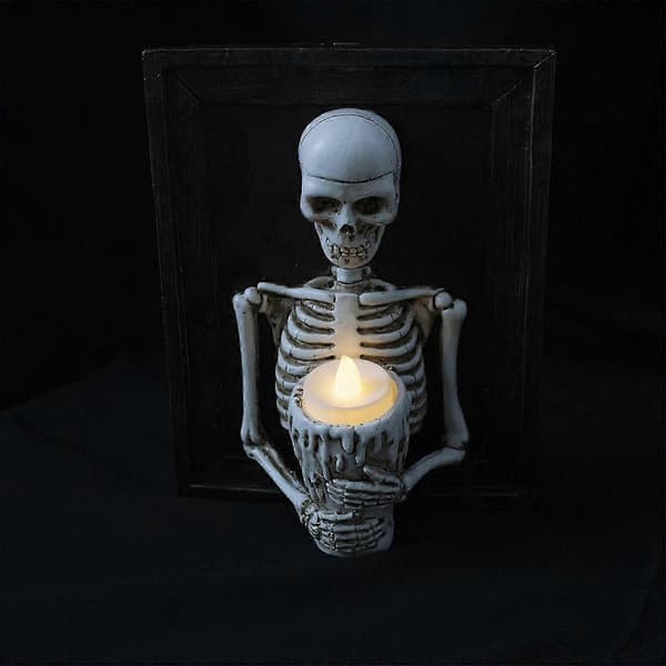 Fotoramme skjelett lysestake Halloween lysestake dekorasjon flott innflyttingsgave til venner