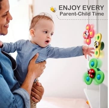 3 kpl Pyörivä Fidget Spinner imukupilla vauvalle/lapselle - Pyörivä lelu