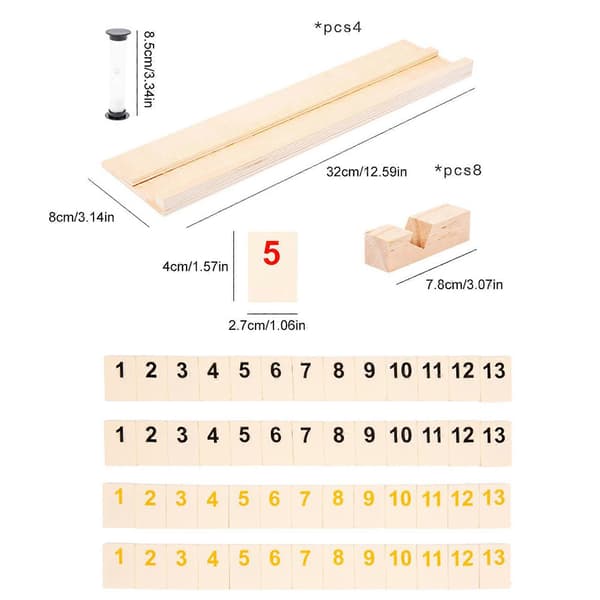 Rummy Cube -matkapeli, lautapeli 106 laatalla, 4 pelitelinettä, moninpelattava Rummy Cube -lautapeli Multicolor