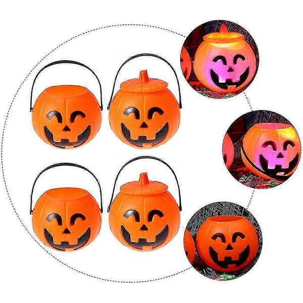Plastik Halloween slikholder græskarspand til fest 6 stk.