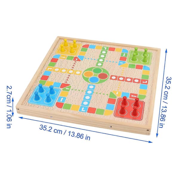 2 i 1 Flyvende Skak Træbræt Legetøj 35,2x35,2x2,7cm til Børn