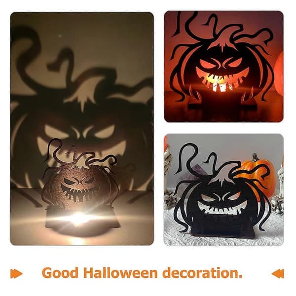 Halloween gresskar-lysestake til dekorasjon, 8 stk. svarte tre-lysestaker