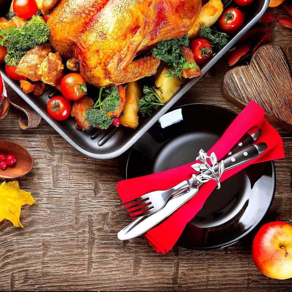 Servettringar med löv – höstfest, jul, Thanksgiving – q37 Silver