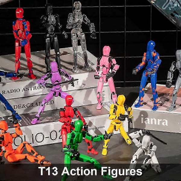 3D-printet T13 actionfigur med leddede ledd, kongeblå dekorasjoner for robotactionfigurer 2pcs 1