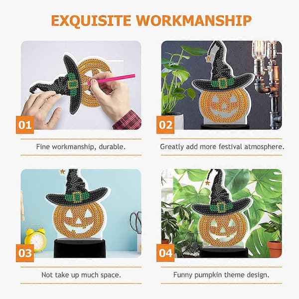 Krystal-perlemaleri DIY LED-lys Halloween fuldboring græskarlampe boligindretning