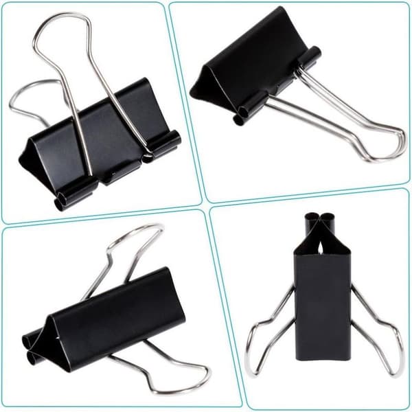 60 stk. Foldbare klemmer Multifunktionelle papirclips Binder Clips 19/25/32mm Sort
