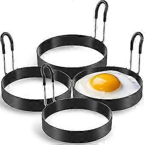 Æggeringe, 4-pak Rustfrit Stål Æggekogningsringe, Pandekageform til Stegning af Æg og Omelet