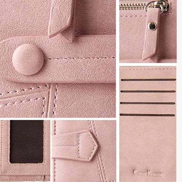 Damplånbok PU Läder Spänne Plånbok Kort Mynt Plånbok Pink