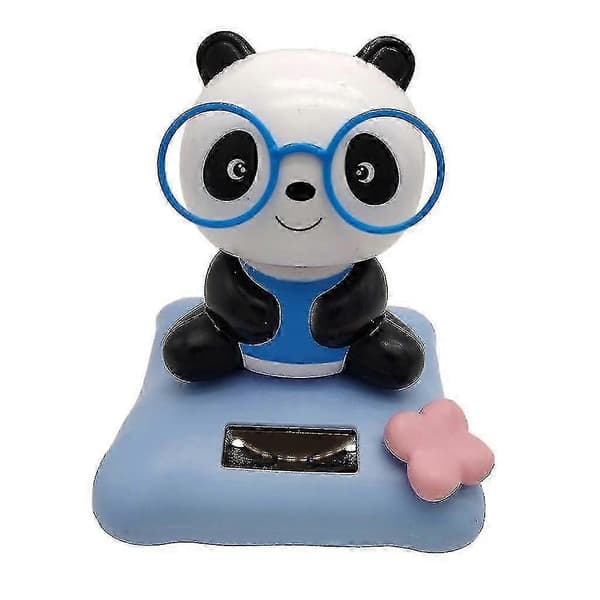 25-26 Soldriven dansande leksak söt Bobblehead Panda Sun Dancer Blå