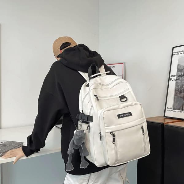 Afslappet Rygsæk, Rejsetaske til Mellemskoleelever, Velegnet til Piger, Stor Kapacitet (White)