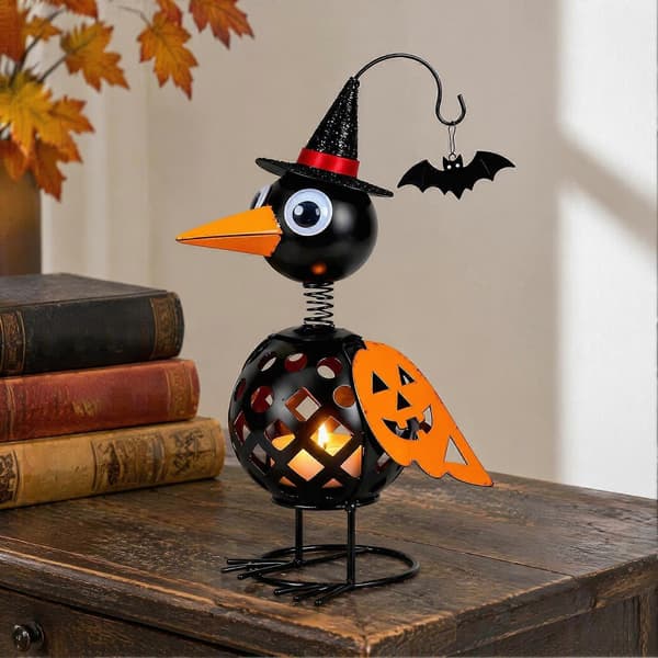 Kråkepynt i smijern - Gresskar-lysestake for Halloween-dekorasjon A
