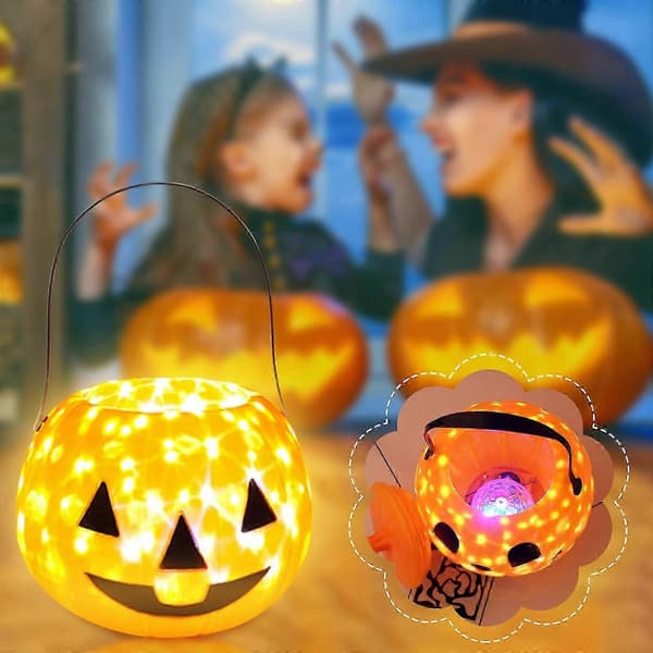 Halloween gresskarlykt innendørs dekorasjon opplyst gresskar godterioppbevaring Orange