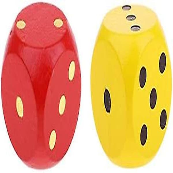 Two Extra Large Wooden Dice with Rounded Corners D6 Six Sided Dice Toy 5cm