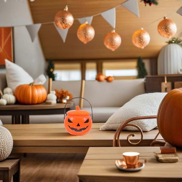 Gresskarlykt Lys Gresskar Godteribøtte Halloween-feiring Oransje Dekorasjon 1 stk