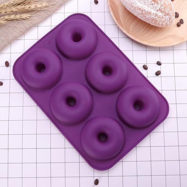 Sæt med 2 silikoneforme med 6 huller til donuts, kager