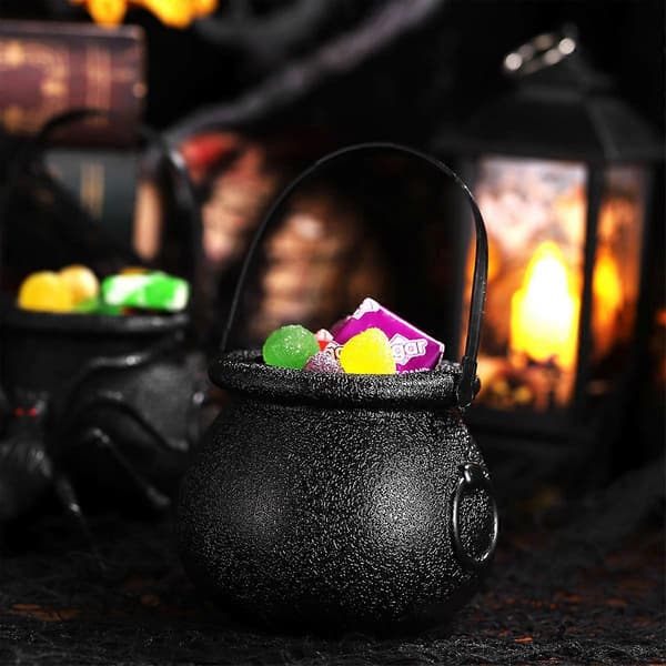 Svart Halloween-kjel-godteribøtte for oppbevaring, 2 stk. godteribøtter Black
