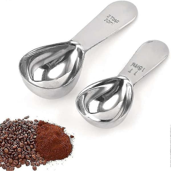 Kaffemål Sæt, 2 stk. Kaffemål i Rustfrit Stål, 15 ml og 30 ml Måleskeer i Rustfrit Stål