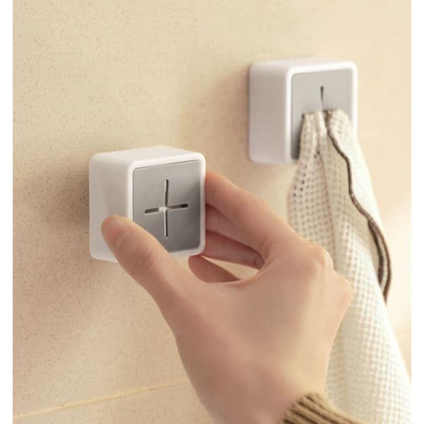 2 stk selvklebende badehåndkleklemmer (grå) Selvklebende holder