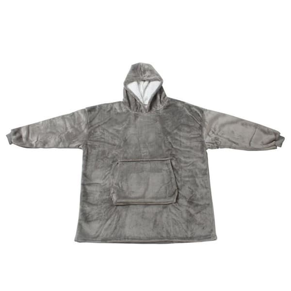 Oversized hettegenser i supermyk fleece - grå