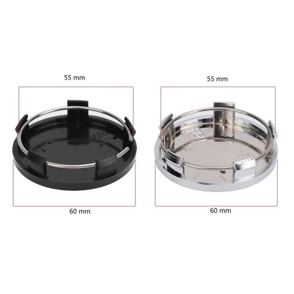 Senterkopper / Hjulkapsel Emblem - Bil - 4-Pakning_jar 5 56 60mm (Svart)