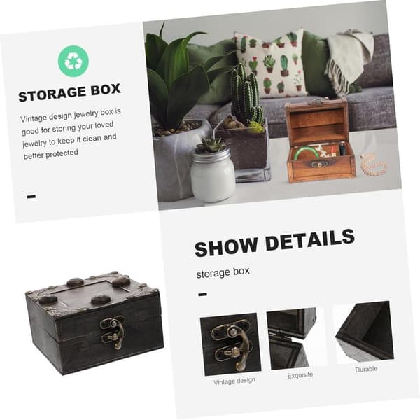 Box Box Retro Træboks Opbevaringskasser til Smykker Træ Trim Ørering S