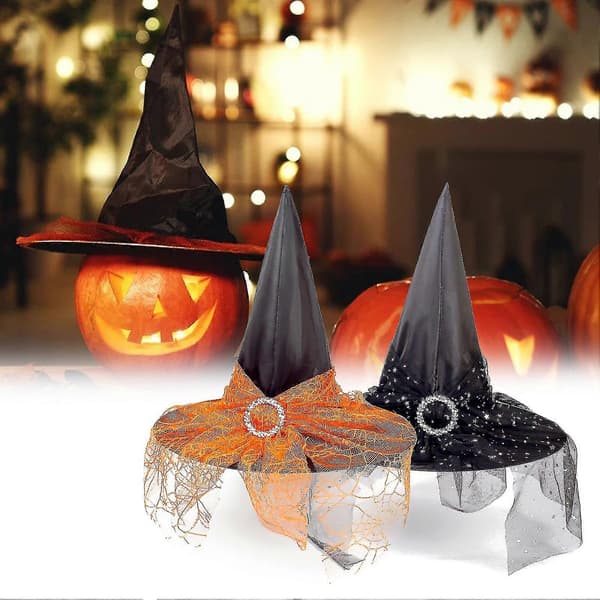 Fasjonabel gjenbrukbar heksehatt i stoff til barn for Halloween-fest Orange