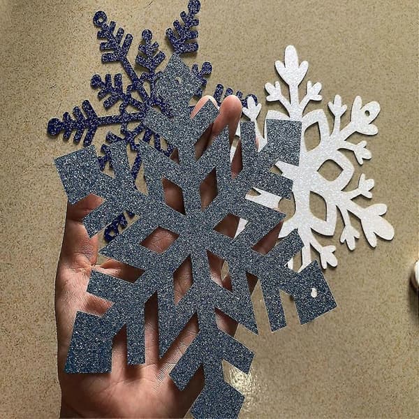 Glitter Snøfnugg Banner Julebordpynt 1 Stk Blå