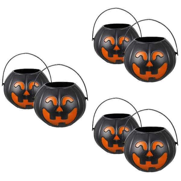 Halloween-godteribøtte i plast, gresskarbøtte for oppbevaring av godteri, 6 stk.