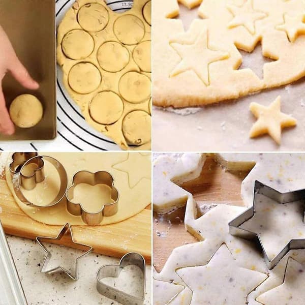 Mini Geometriske Kageforme Sæt 24 Hjerte Trekant Rund Lille Cirkel Bagning Rustfrit Stålforme